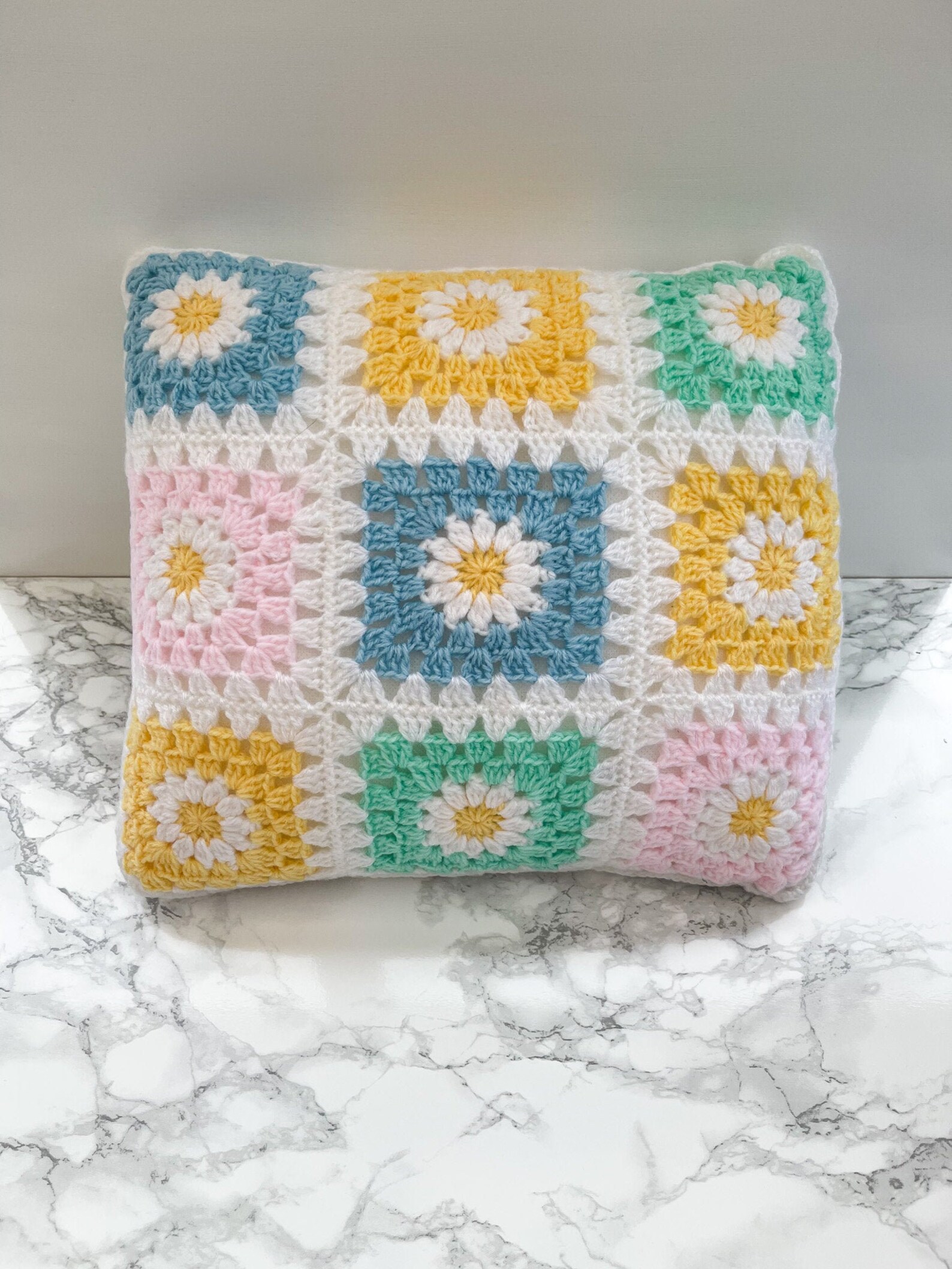 Handmade Crochet Daisy Pillow Etsy