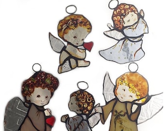 Stained glass Angels gifts Housewarming Gift suncatcher window hangings decor Glass animal Fairy garden decor