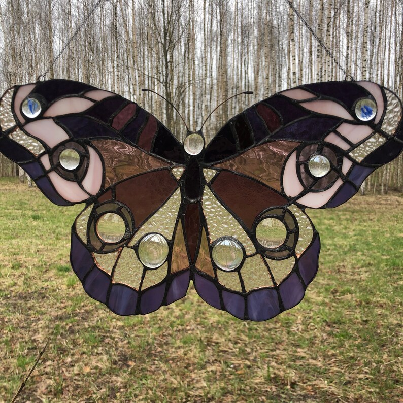 Stained Glass Pink/purple Butterfly Etsy Australia