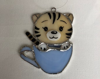 Stained glass TIGER 2022  Housewarming Gift suncatcher window hangings decor Glass animal Fairy garden decor stained glass window