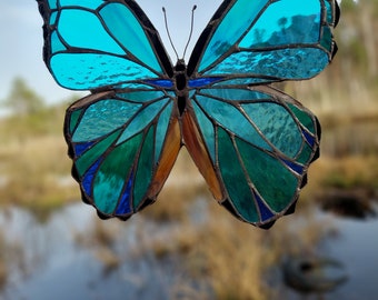 Stained glass blue butterfly 2026 | Handmade Glass design | Homemade decor gift | suncatcher butterfly | personalised gift | wall gift |