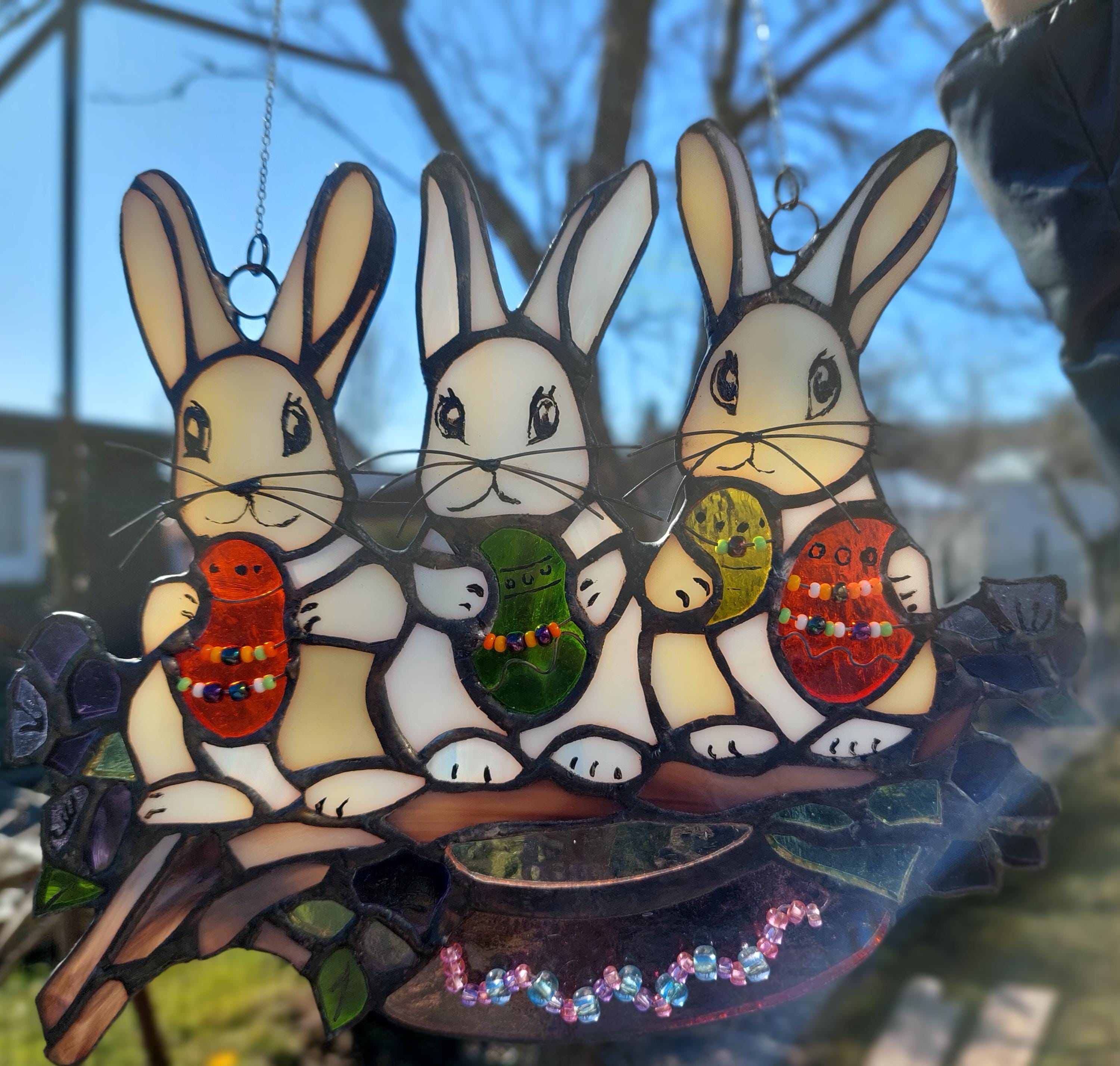 Stained Glass Spring Rabbit Stained Glass Easter Rabbits - Etsy
