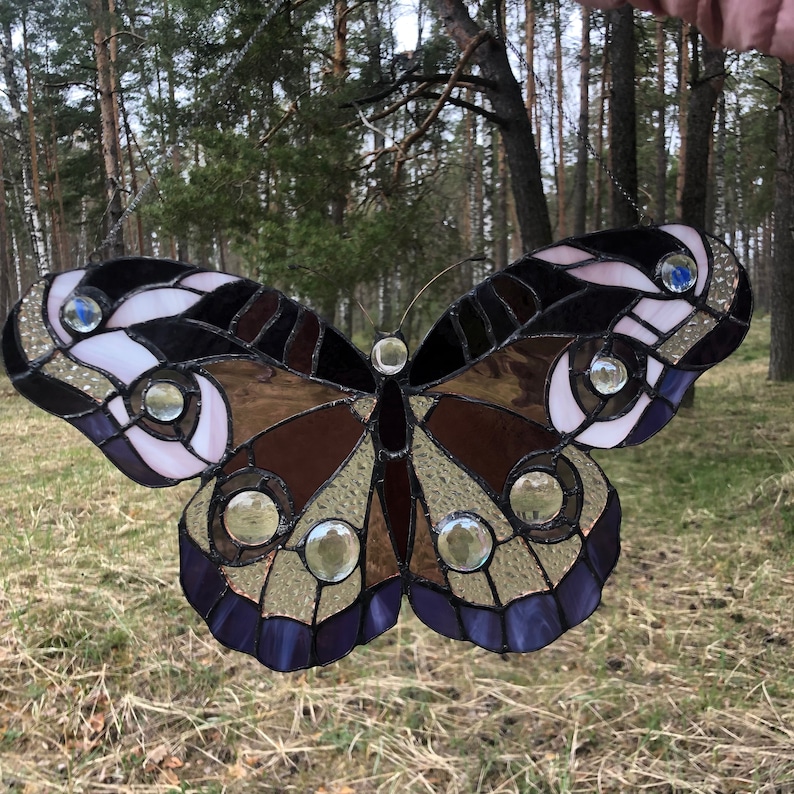 Stained Glass Pink/purple Butterfly Etsy Australia