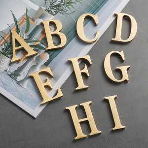 Números e letras douradas/números de porta/letras de sala dourada/letras de endereço em latão sólido/carta de casa autoadesiva/altura 3D 4,5 cm