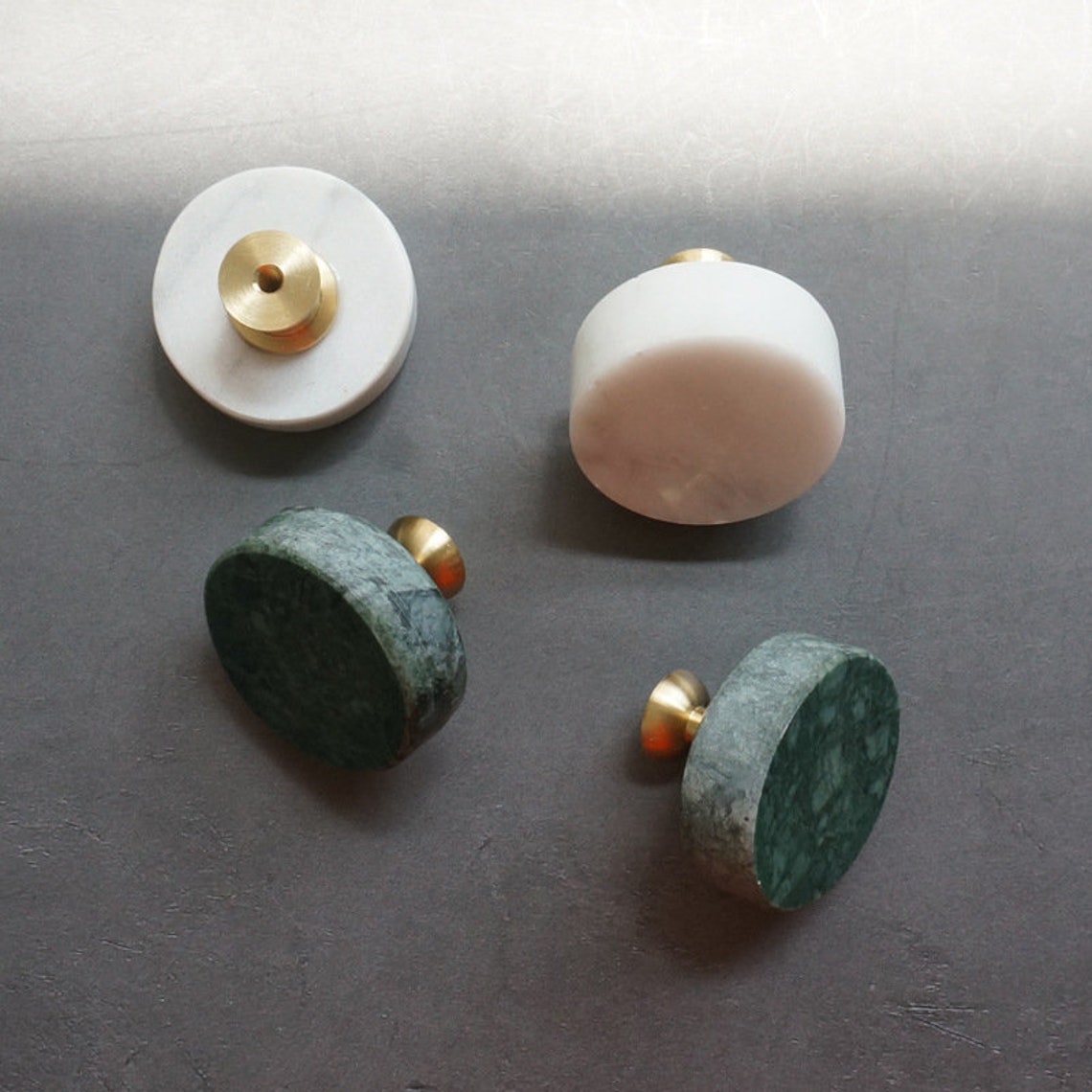 Natural Marble Knobs / Modern Drawer Pulls Brass Etsy