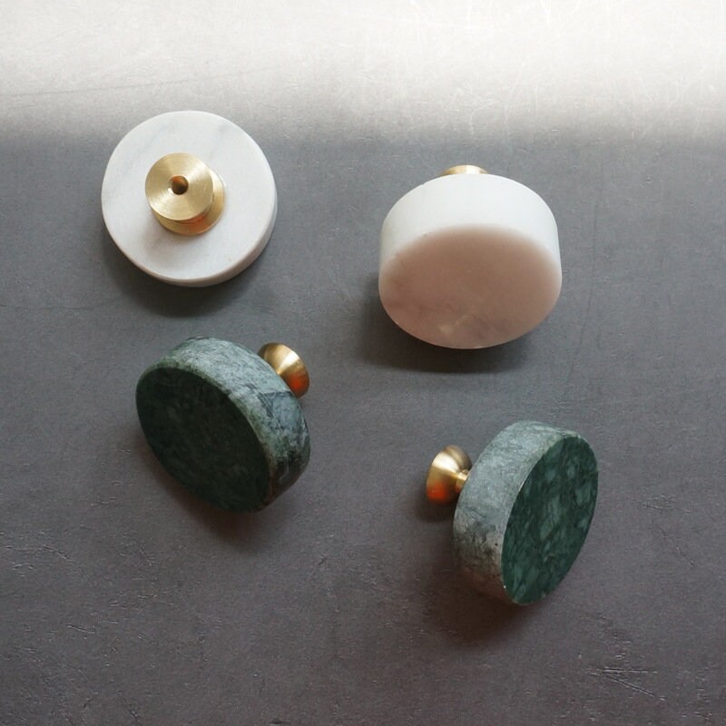 Natural Marble Knobs / Modern Drawer Pulls Brass Etsy