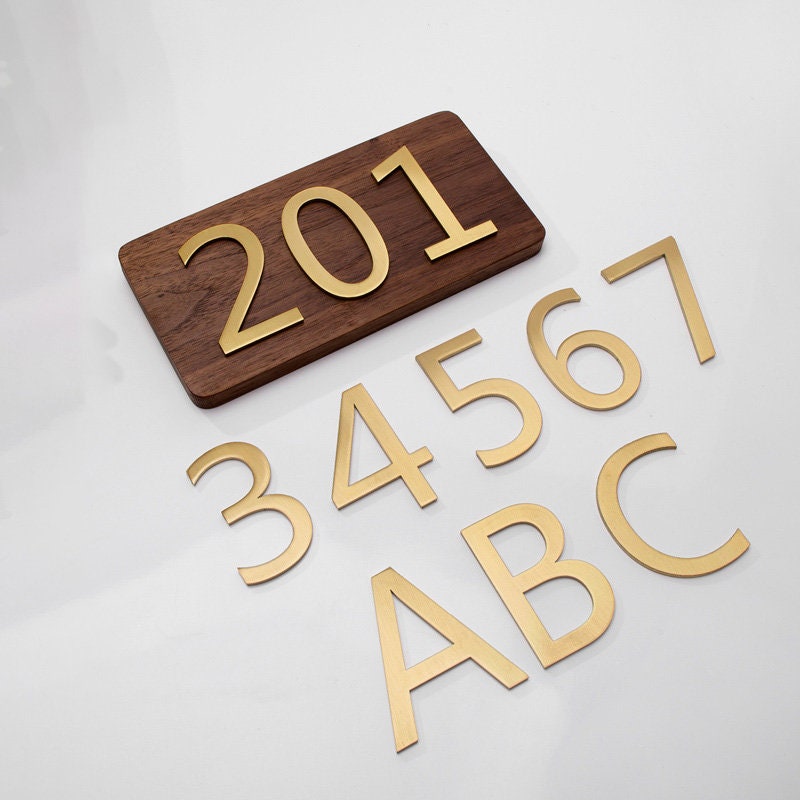 Home & Living Wall Hangings Solid Brass Address Numbers Gold House Sign