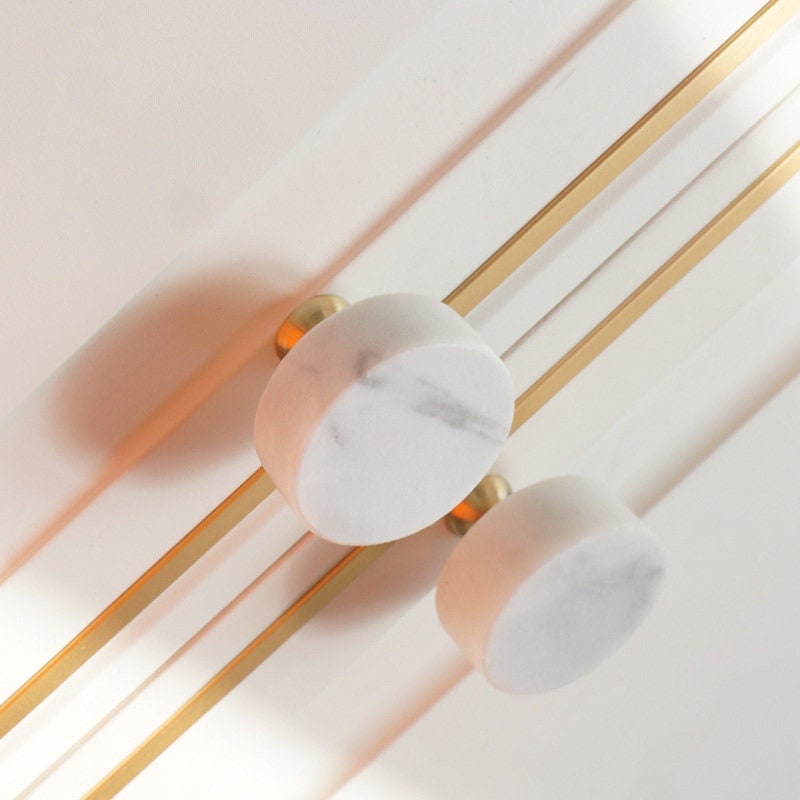 Natural Marble Knobs / Modern Drawer Pulls Brass Etsy