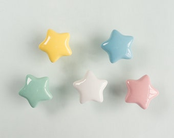 Cute Ceramic Cabinet Knob / Star Heart Kitchen Cabinet Pulls / Drawer Knobs Hardware Knobs / Ceramic Door Knobs / Kids Bedroom Knobs