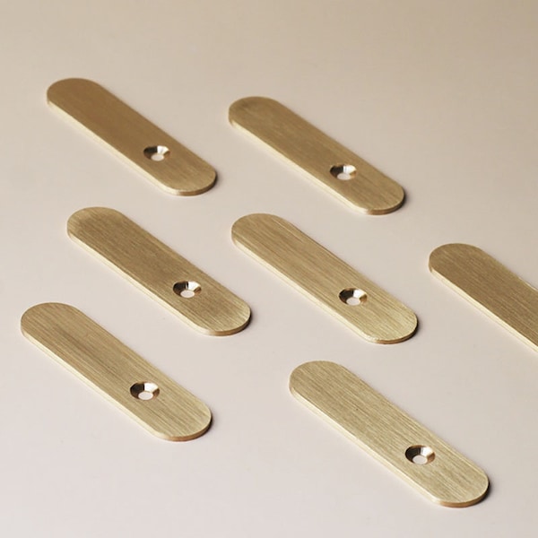 Brushed Brass Backplate for Cabinet Knobs Door Kick Push Plate Smooth Cabinet Hardware Backplates Hardware Backplates