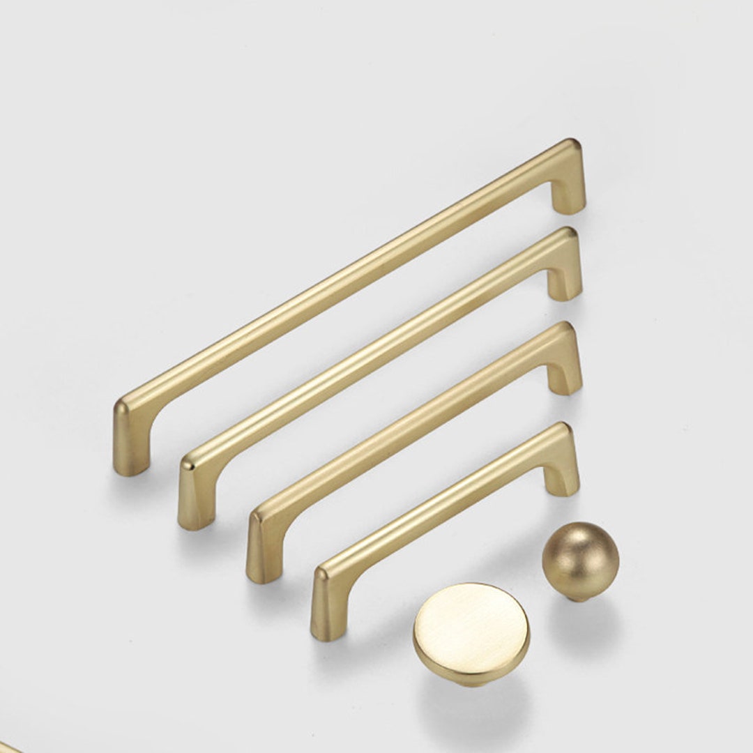 Brushed Brass Drawer Pull and Knobs / Drawer Knobs Pulls / Cupboard Wardrobe Handles