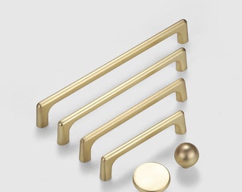Brushed Brass Drawer Pull and Knobs / Drawer Knobs Pulls / Cupboard Wardrobe Handles Cabinet Hardware / 3.75" 5" 6.3" 7.56" Bar Handles