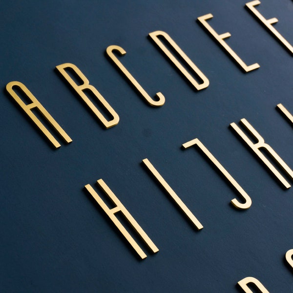 Modern House Numbers / Brass House Number Sign / Metal Address Number / Self Adhesive House Letter/ Gold House Numbers / Gold Room Numbers