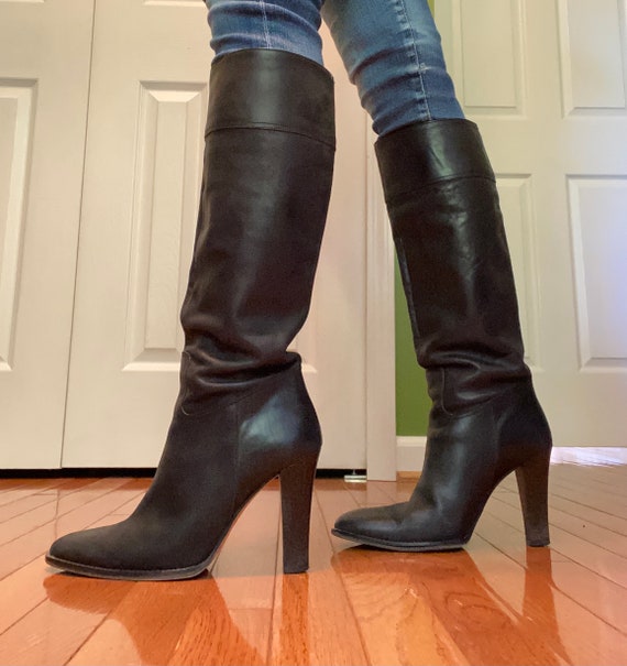 J Crew vintage knee high leather boots made in It… - image 1