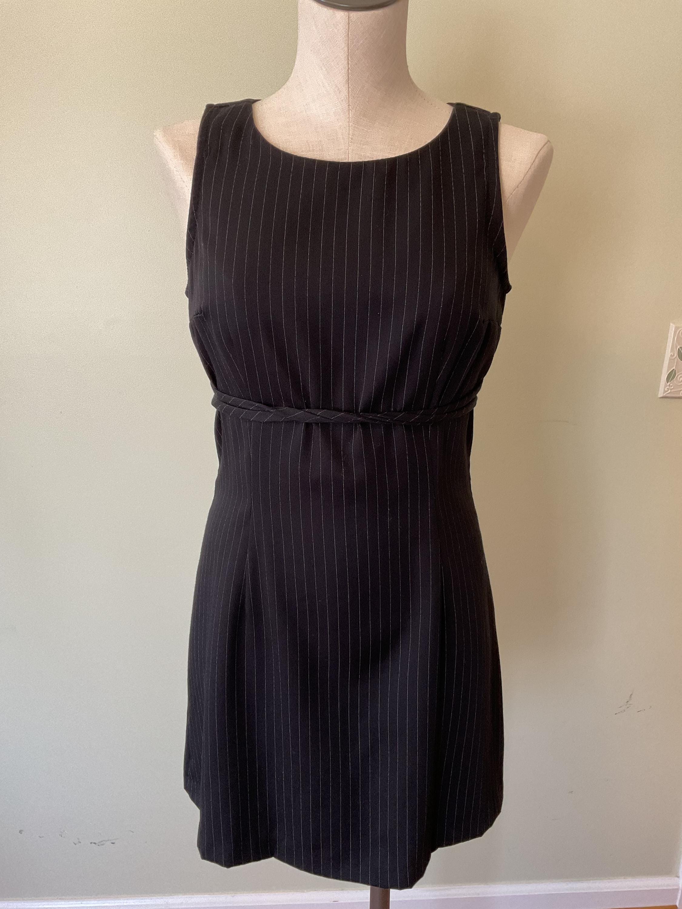 black pinstripe dress Adidas Women's 3-Stripes Pinstripe Dress Aurora Black