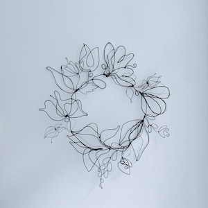 Handmade Steel Wire Flower Wreath - 17 Inch Floral Wall Art