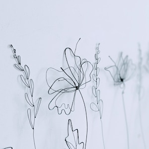 fleur de fil fleurs de fil fil art mural fil de fer art de fil noir sculpture en fil noir fleurs faites à la main