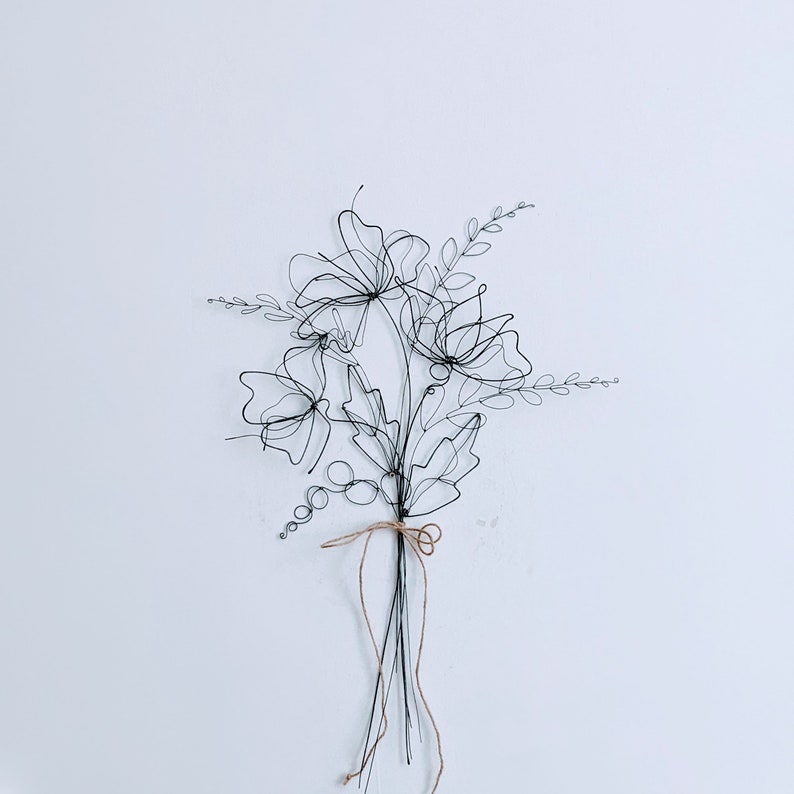 Detailed Wired Flowers Bouquet. Set of Handmade Wire Flowers For Home and Office Decor. Eternal Gift Flowers. Artificial Bouquet. image 5