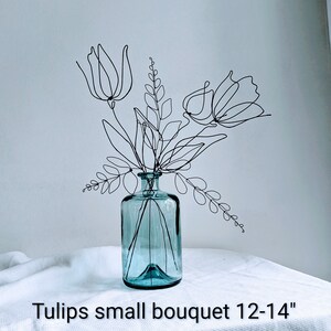 Tulips Wire Bouquet For Small Vase. Wall Sculpture. Minimalist Metal Flower Art image 5