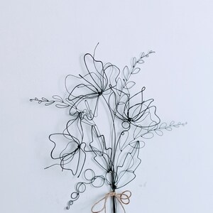 Detailed Wired Flowers Bouquet. Set of Handmade Wire Flowers For Home and Office Decor. Eternal Gift Flowers. Artificial Bouquet. image 4