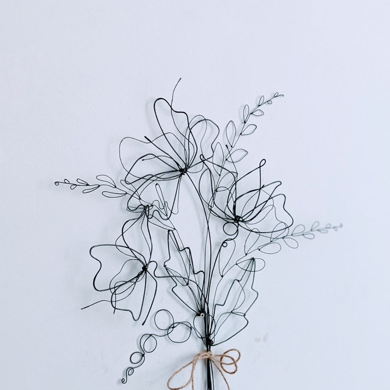 Detailed Wired Flowers Bouquet. Set of Handmade Wire Flowers For Home and Office Decor. Eternal Gift Flowers. Artificial Bouquet. image 4