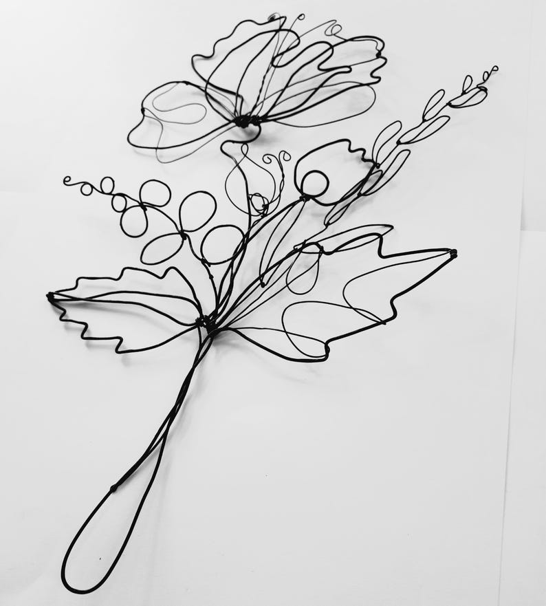 Birthday Flower. Wire Wall Art. Decoration for Perfect Gifts. Handmade