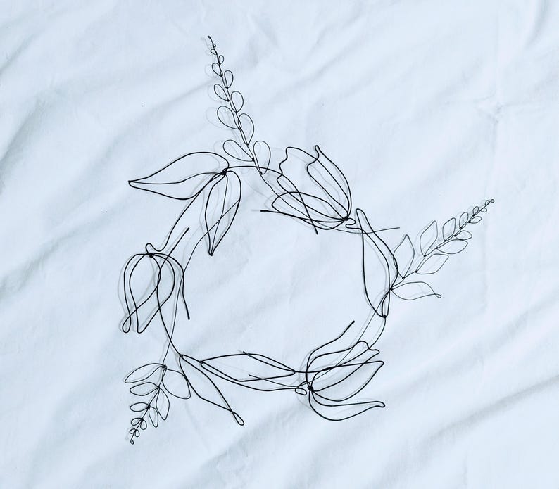 Tulips Wire Bouquet For Small Vase. Wall Sculpture. Minimalist Metal Flower Art image 16
