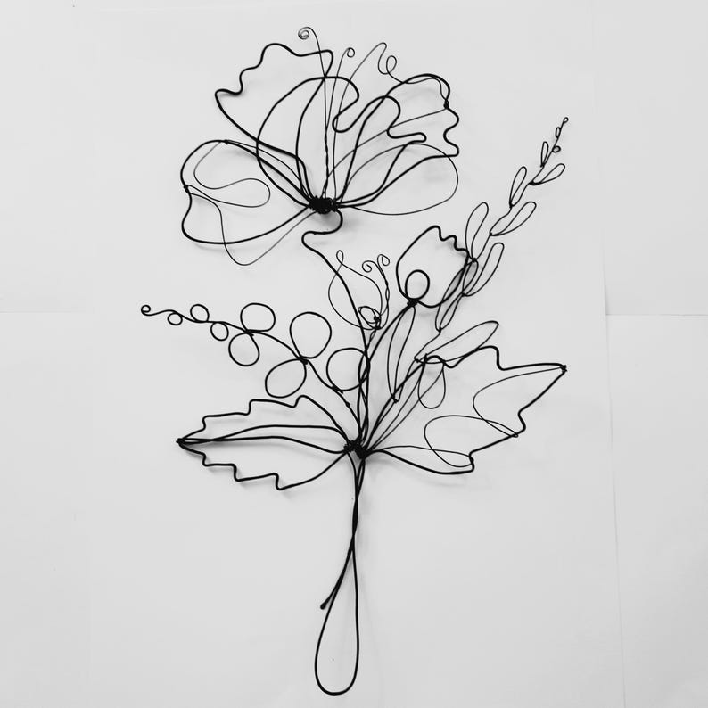 Birthday Flower. Wire Wall Art. Decoration for Perfect Gifts. Handmade