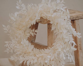 White Ruscus wall wreath