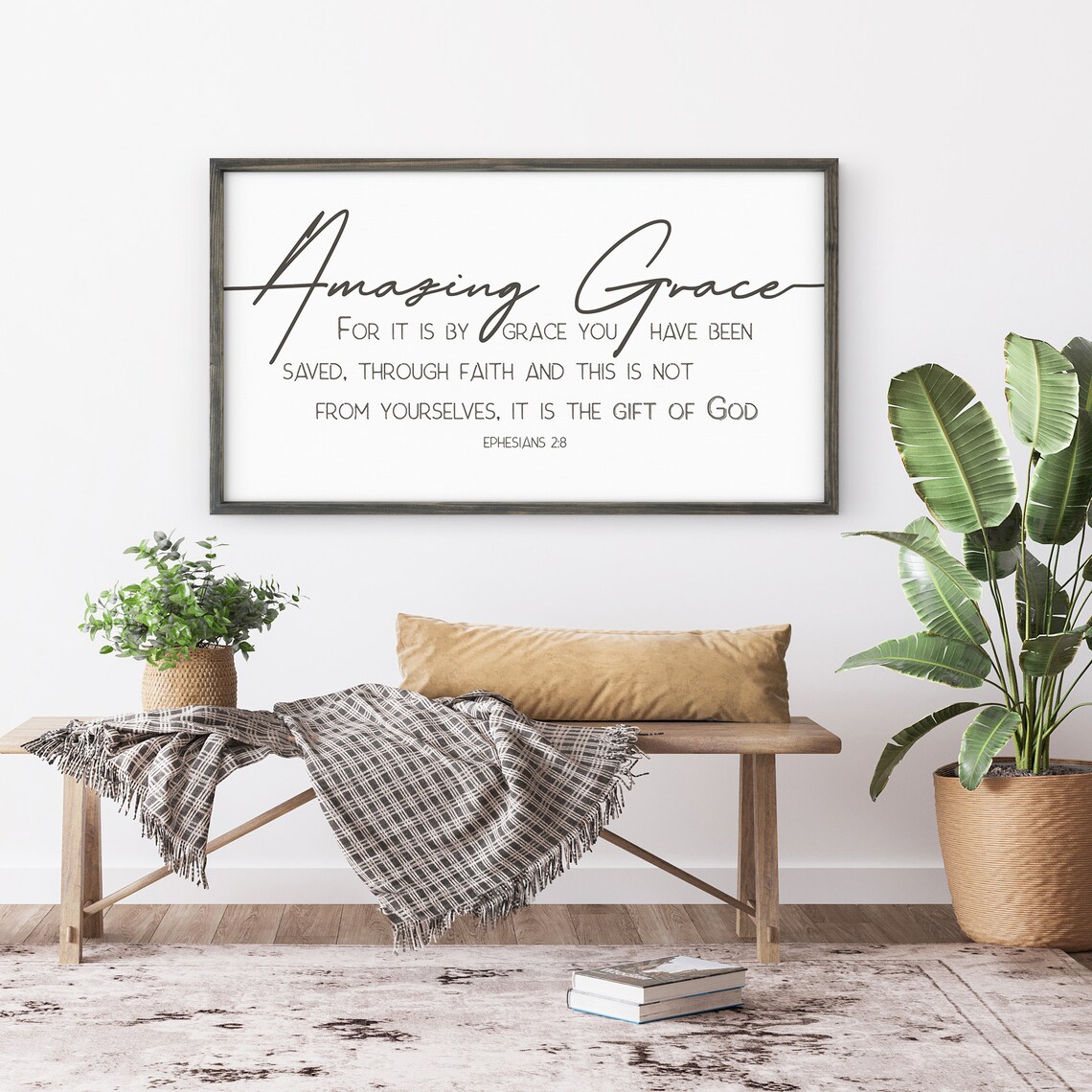Amazing Grace Framed Christian Wall Art Living Room Sign Etsy