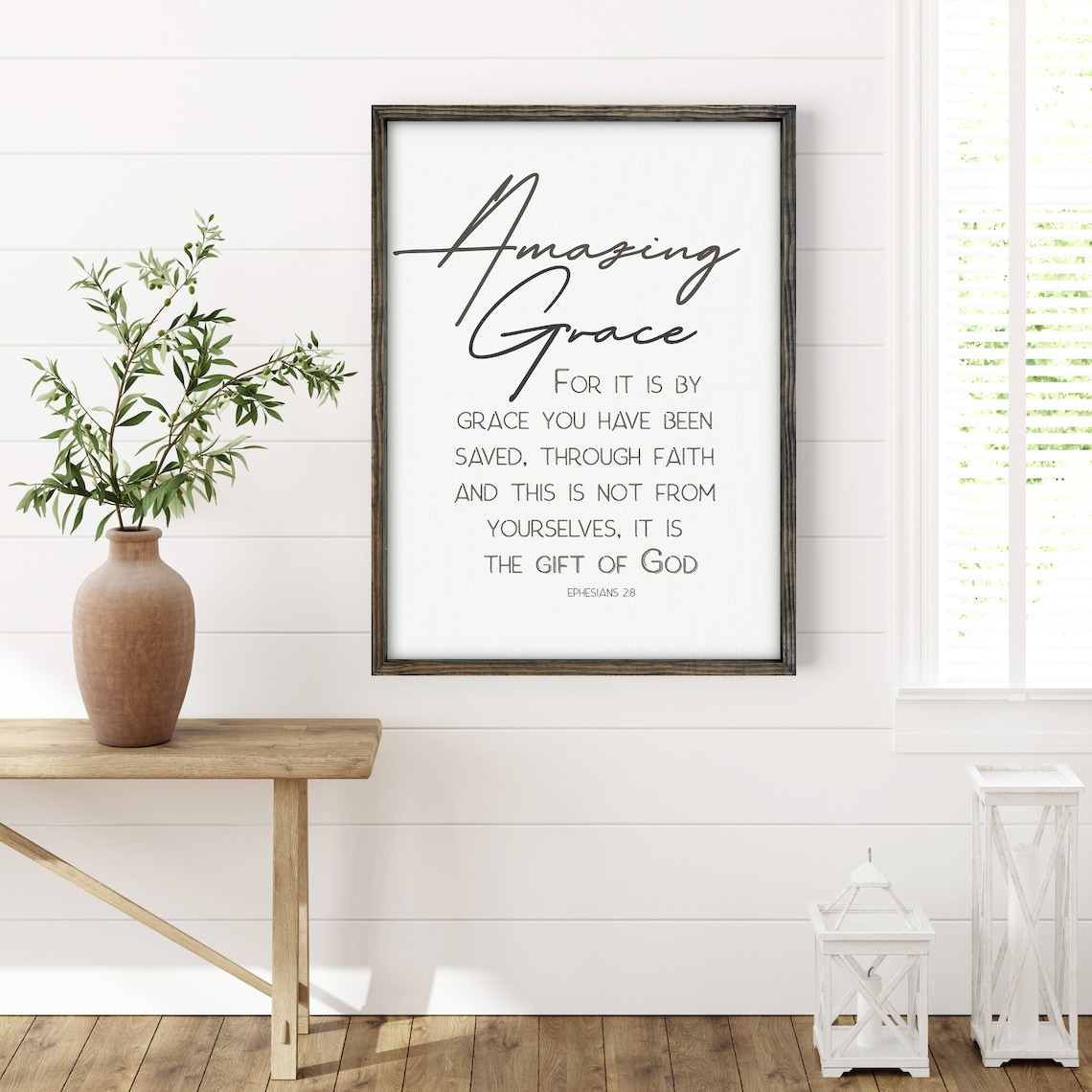 Amazing Grace Framed Christian Wall Art Living Room Sign Etsy
