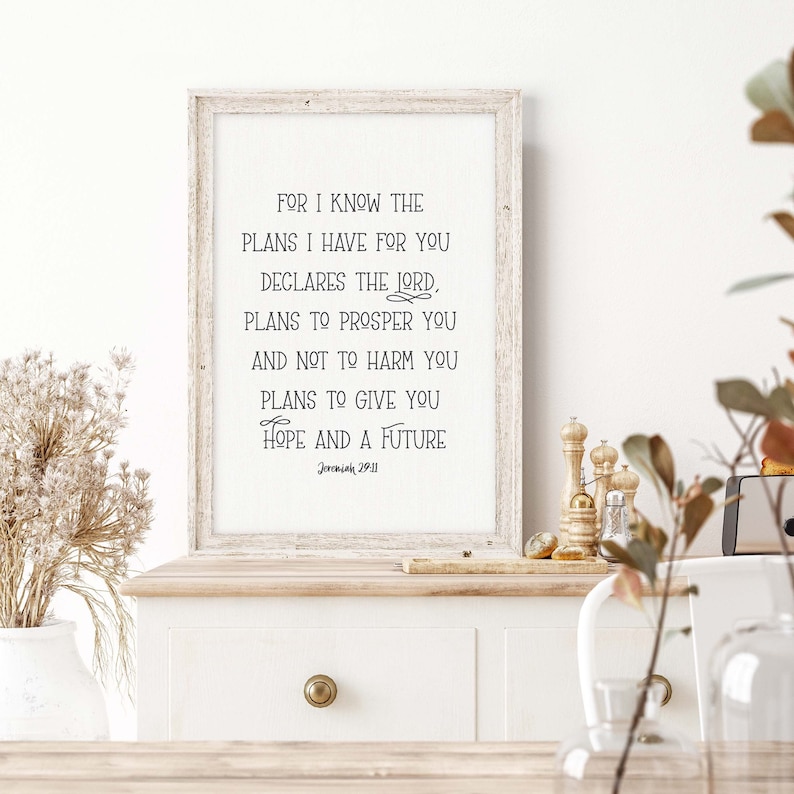 Bible verse wall art sign For I know the plans Jeremiah 2911