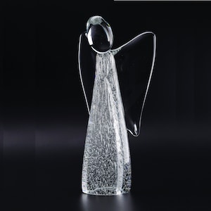 Hand Blown Glass Angel - Transparent Angel Figurine - Collectible Art - Hope Symbol - Bubbles Decor - Anniversary Gift - Home Accent