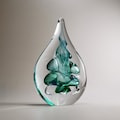 Handmade Blown Glass Flat Drop Sculpture - Aqua Blue Colour - Unique Home Decor product logo