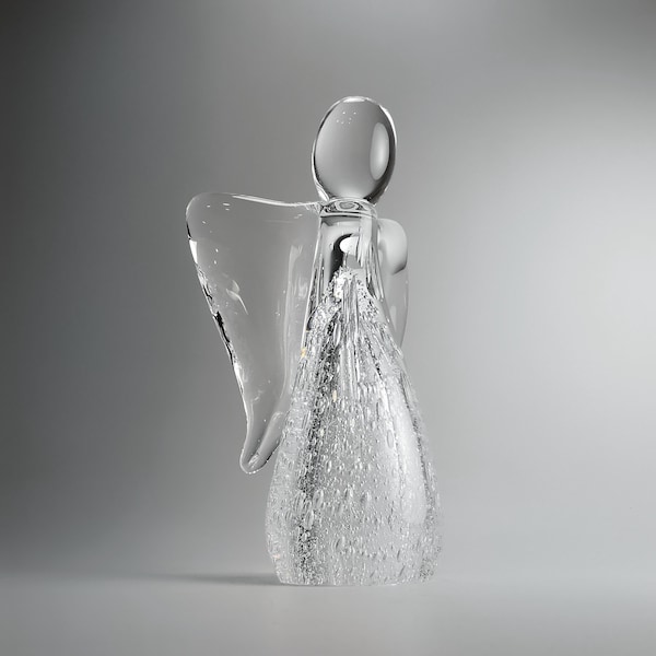 Handmade Blown Glass Angel Sculpture - Bubble Design - Unique Home Decor - Collectible Art