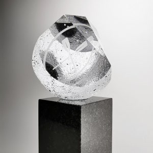 Custom Made Handmade Glass Sculpture - Crystal Shape - Hand Polished - Stone Base - Collectible Art - Trophy Award - Personalised Gift