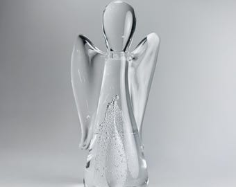 Angel Sculpture - Hand Blown Glass - White Drop Inside - Interior Decoration - Home Gift