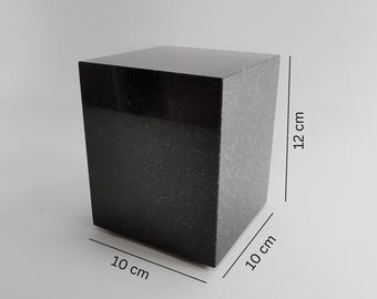 Handmade Polished Stone Base - Black Display Pedestal for Sculpture and Collectible Art