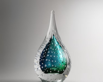 Teal Glass Drop - Handmade Sculpture - Home Decoration