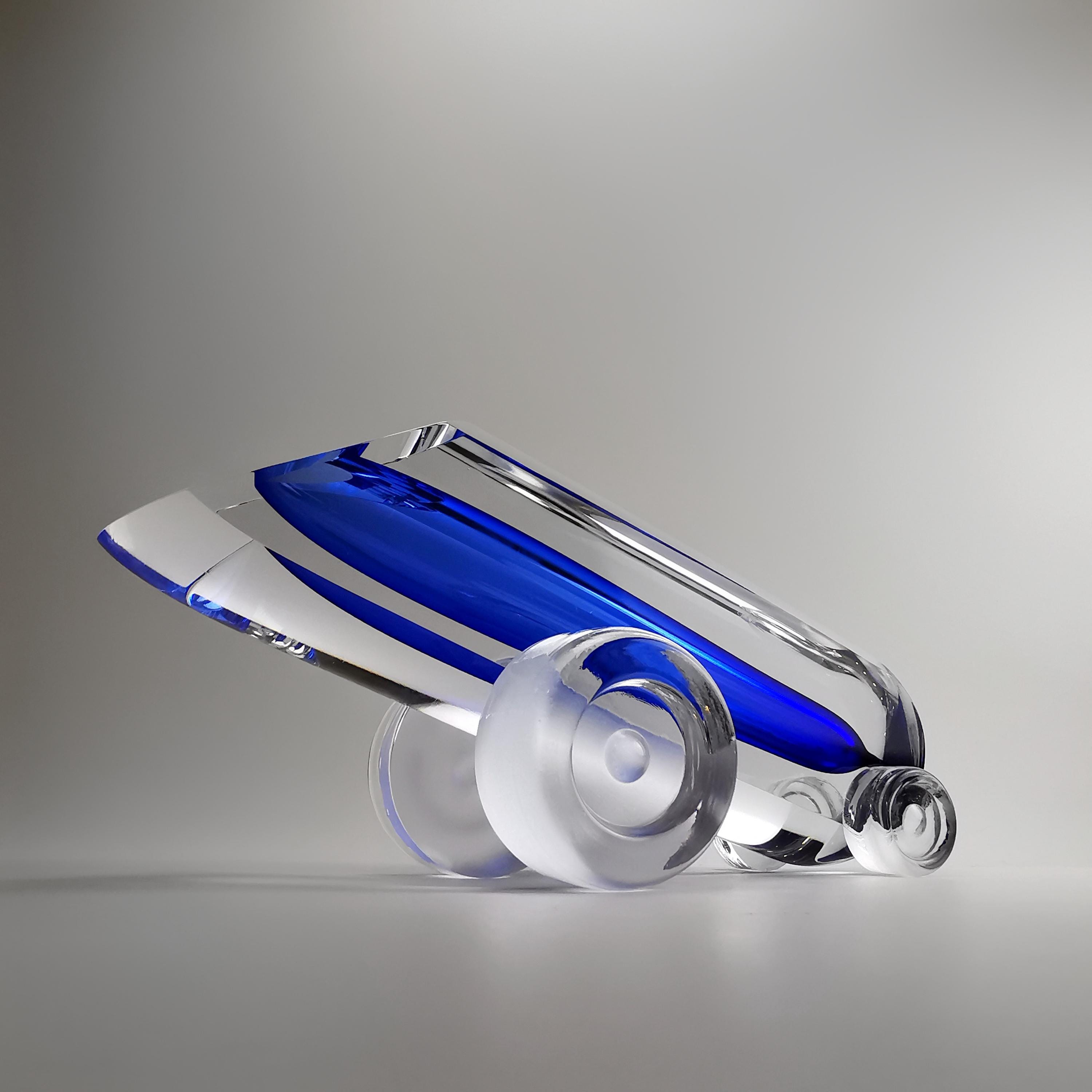 Handmade Glass Car Abstract Sculpture - Collectible Art - Blue Colour - Business Gift