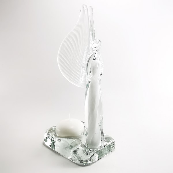 Blown Glass Candle Holder - Angel Figurine - Home decor - White Colour Design