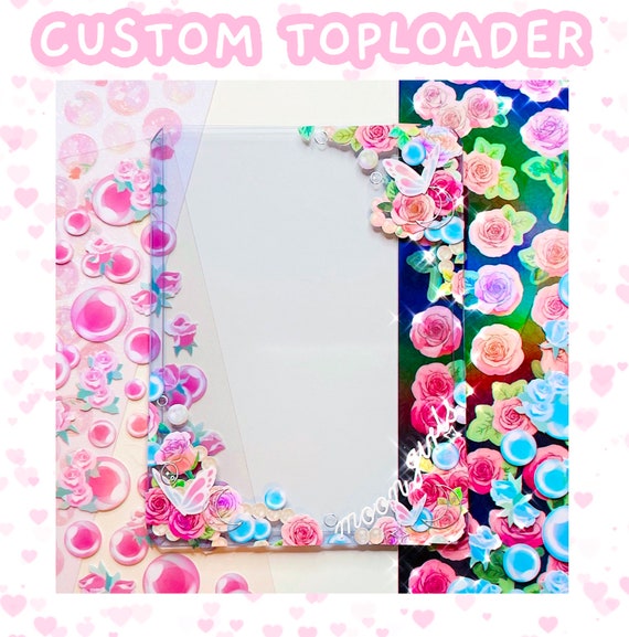 Custom Decorated Toploader, Kpop Photocard Deco, Cute Teddy Flower Toploader,  Goth Princess Toploader, Confetti Stickers Deco, Kpop PC Deco 