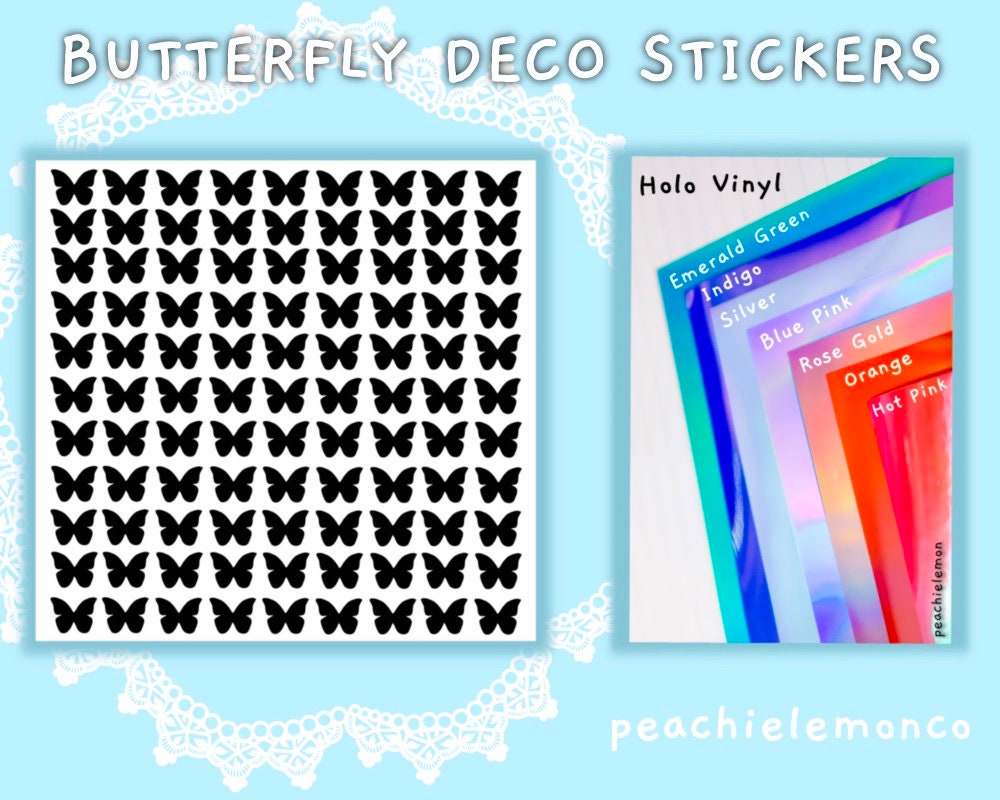Holo Vinyl Polco Stickers, Butterfly Deco Stickers, Binder Decal Acce…