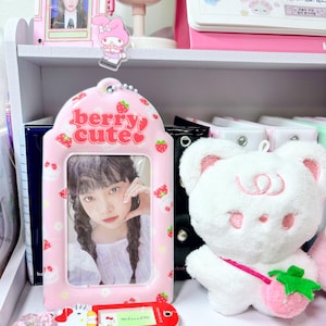Uchwyt na karty fotograficzne Honey Strawberry, uchwyt na karty fotograficzne Kpop, uchwyt na komputer, koreański dziennik, segregator na karty fotograficzne, dziennik Kpop, koreańskie artykuły piśmiennicze, Polco
