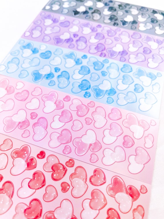 Glass Hearts Deco Sticker, Cute Illustration, Kpop Polco Stickers