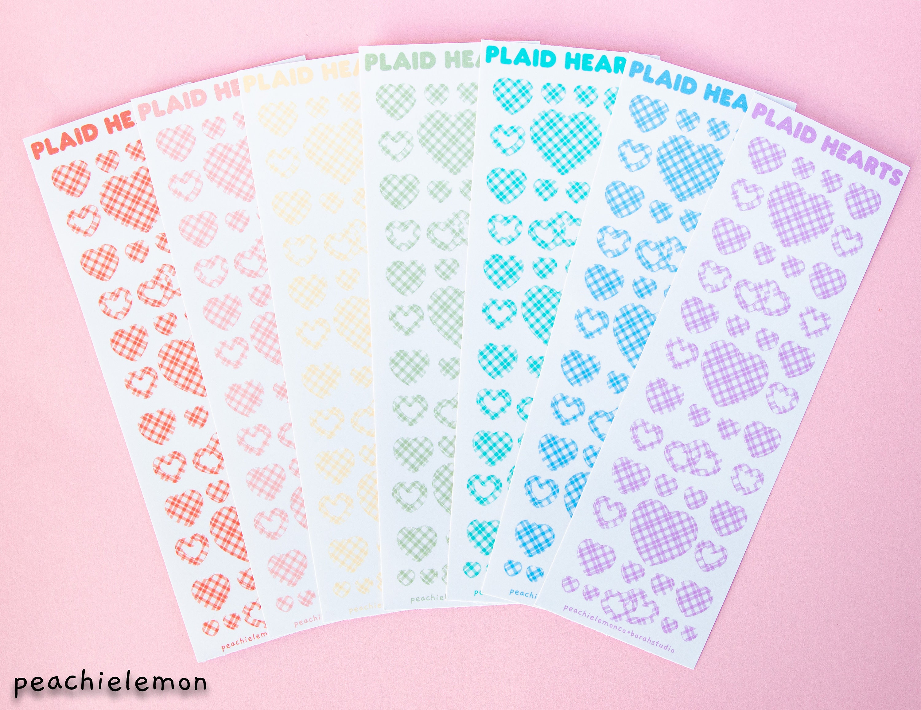 Plaid Heart Polco Stickers, Deco Stickers, Binder Decal Accent Sheets…