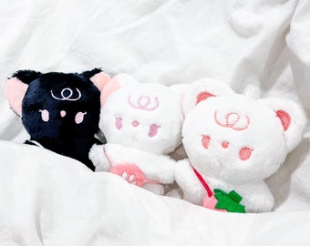 Melody & Midnight 10 CM pluche pop, pootafdruk tas, kat knuffel, schattige Kpop knuffel, tasaccessoire, zachte pluche sleutelhanger, Borah Studio,