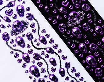 PURPLE Skull Chain Deco Sticker, Bujo Character Art, Cute Illustration, Kpop Polco Stickers, Kpop Journal, Diary, Object Sticker