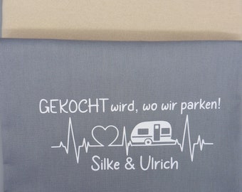 Geschirrtuch personalisiert, Trockentuch, Handtuch , Camping, Wohnmobil, Bulli, Caravan, Geschenk,  Geburtstag, Ostern, Hochzeit, 50x70cm