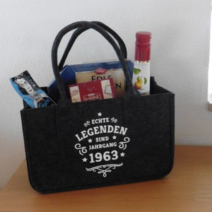 Filz Tasche klein personalisiert mit Wunschtext, Geschenkkorb